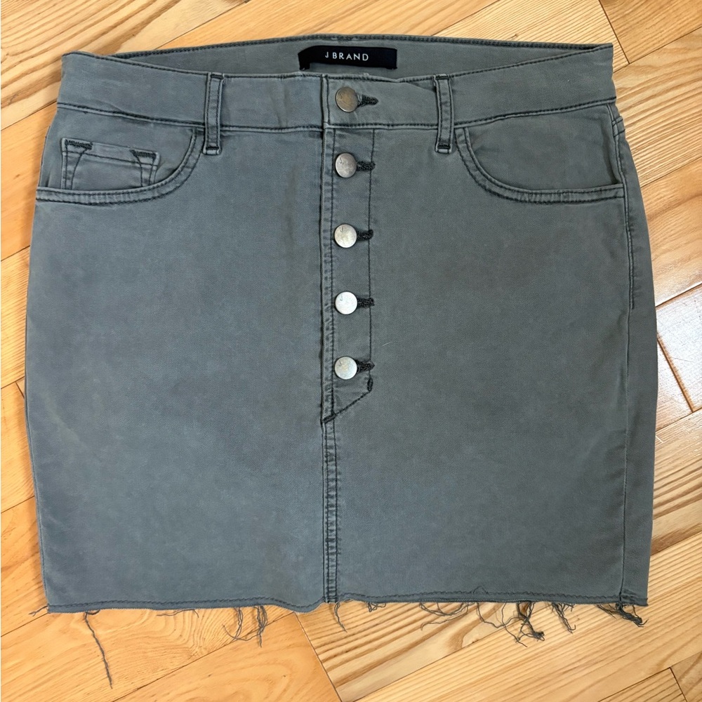 JBRAND gray stretchy denim button up skirt